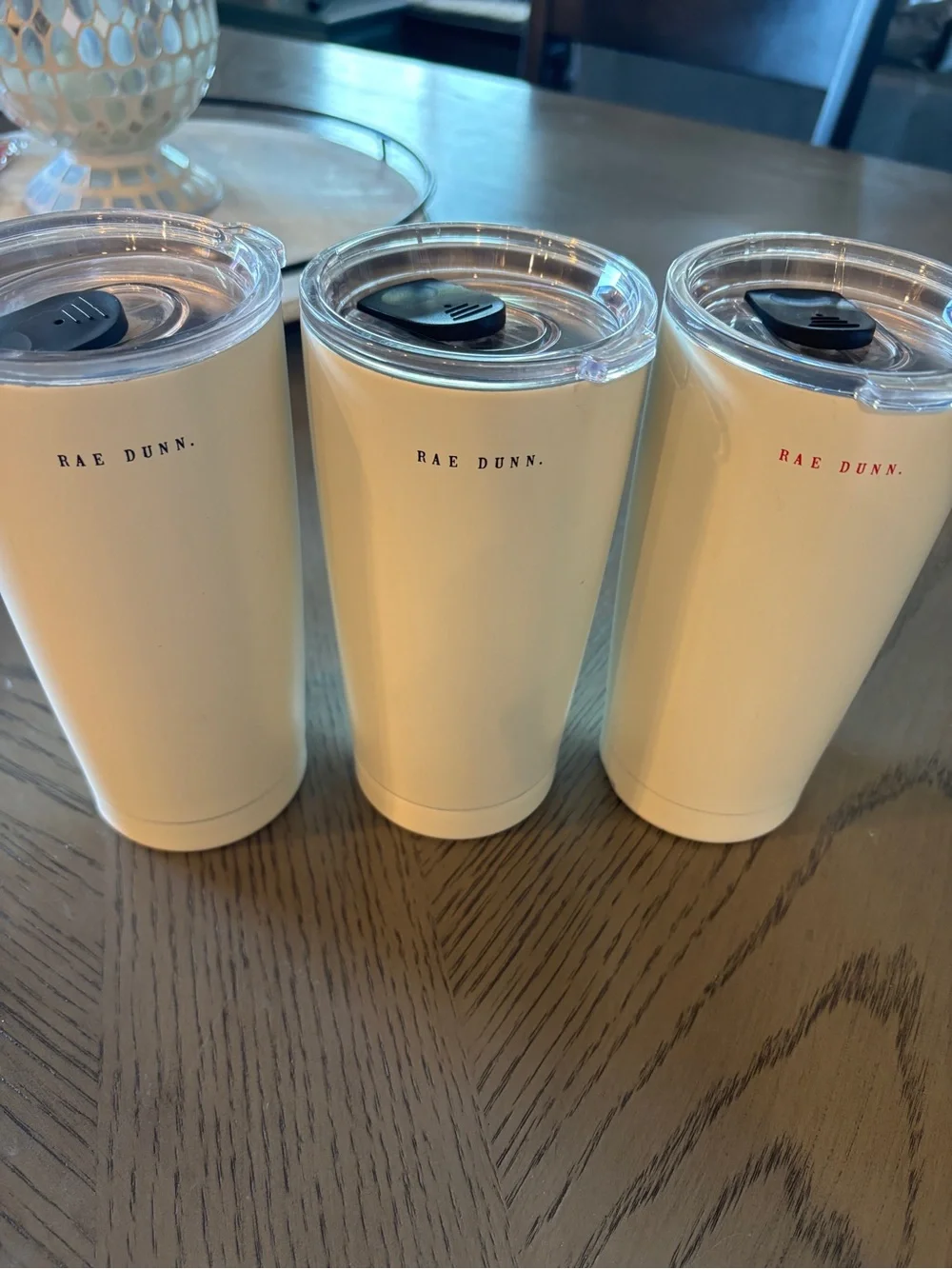 Rae Dunn White Insulated Cup Tumblers - Bee KIND, HOT MAMA, LOVE